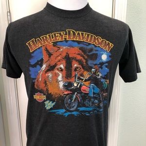 Vintage 1989 Harley Davidson Lone Wolf T-shirt M